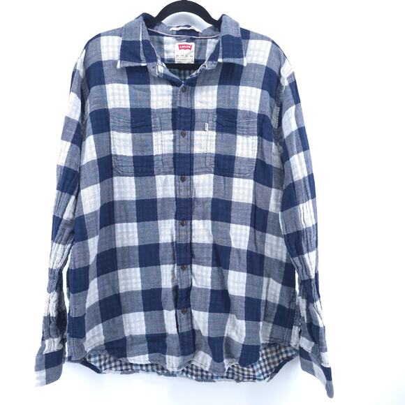 Levi's Other - Levis Men Standard Fit Blue Check Plaid Lined Collard Button Up Longsleeve XXL